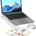 suptek Laptop Stand for Desk, Adjustable Computer Notebook Stand with 360 Rotating Base, Ergonomic Laptop Riser for Collaborative Work, Foldable & Portable Laptop Stand,fits for 11-17" Laptops,White
