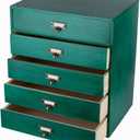 Desktop Drawer Organizer - Large Wooden Drawers Vintage Box with Drawers Paper Storage File Folder Organizer Library Card Catalog Cabinet (L-GREEN)