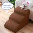 Aodisman 3-Step Dog Ramp and Stairs for Sofa and Chair - Non-Slip Sturdy Pet Steps for Small Dogs and Cats,15.7" H,Brown