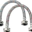 1FT Short Washing Machine Hoses2 Pack Red and Blue Washer HosesEasy & Secure Tightening Washer Supply Lines