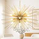 ZIRALIO Modern 33.85" Golden Sputnik Chandelier Vintage 12-Lights Geometric Starburst Chandelier Light Fixture Solid Metal Gold Sputnik Chandelier for Dining Room, Kitchen, Bedroom, Living Room, E12