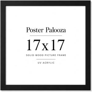 Poster Palooza 17x17 Black Frame Solid Wood Picture Frame with UV Acrylic
