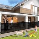 200" Retractable Baby Gates Extra Wide for Large Opening, 41" Extra Tall Retractable Dog Gate Pet Gates, Long Child Safety Mesh Gate with Fiberglass Rods for Stairs, Doorways, Hallways, Indoor/Outdoor (Black)