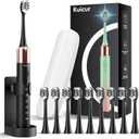 Sonic Electric Toothbrush for Adults and Kids, Comes with 10 Brush Heads & Travel Case, 5 Modes with 2 Minutes Built in Smart Timer, One Charge for 90 Days, 42,000 VPM Motor (Black)