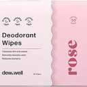 Dew Well - Deodorant Wipes - A Fresh Start When You’re On the Go - Aluminum, Paraben, and Sulfate Free - Rose Scent - 50 Individually Wrapped Wipes