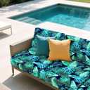 pickyNproud 8Pcs Patio Cushion Covers Stretch Outdoor Couch Cushions Slipcovers Replacement Washable Furniture Protector with Elastic Bottom Sofa Chair Seat Cover, Palm Leaves