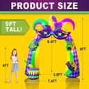 9.5FT Tall Mardi Gras Inflatables Archway Yard Decoration Built-in LED Lights for Fat Tuesday, Lenten Season Party Indoor, Outdoor, Garden, Lawn Decor