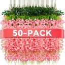 Alotiki Wisteria Hanging Flowers,50 Pack Fake Hanging Flowers,Wisteria Artificiales Garland for Home Wedding Arch Floral Party Garden Ceremony Outdoor Decor,3.6 Feet Long(50,Pink)
