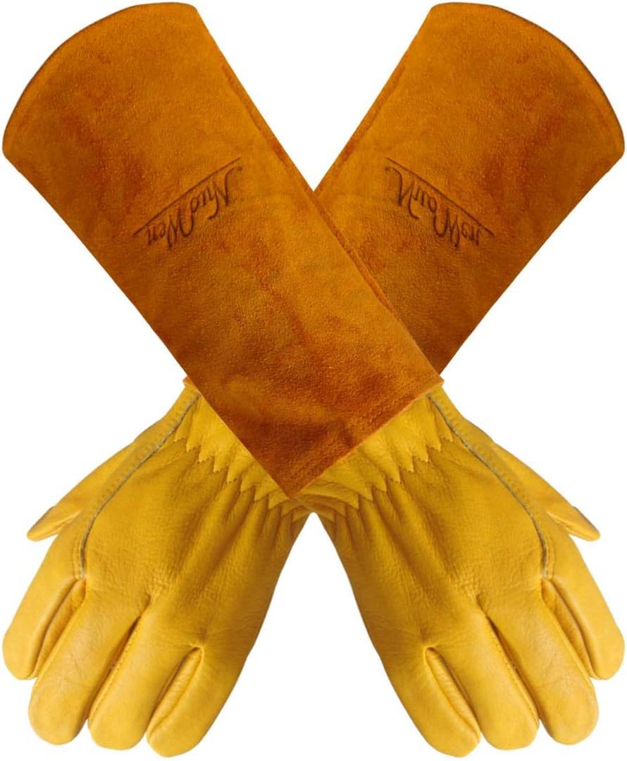 Large Yellow Thornproof Garden Gloves for Women and Men (Large (Pack of 1))