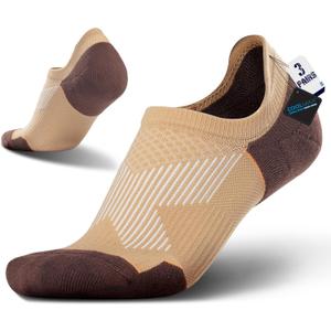 BRISIRA Coolmax Bamboo Viscose Compression No Show Socks Moisture Wicking Cushion Short Low Cut Ankle Athletic Sock for Golf (S, 3-5.5, 3 Pairs Brown)