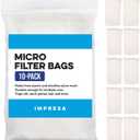 Impresa Fine Mesh Pool Vacuum Bags - 10-Pack Nylon Micro Filter Bags - Ultra-Fine Mesh for Sand & Silt - Compatible with Water Tech Pool Blaster Vacuums
