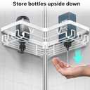 DAOYA Shower Caddy Tension Pole Corner - Stainless Steel Bathroom Organizer White Tension Rod Shower Shelves for Tub(22-114.2inch), Renter Friendly