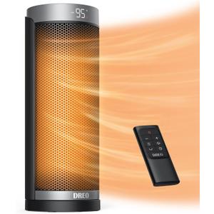 Dreo Space Heaters for Indoor Use, Electric Heater with Remote for Bedroom Large Room, 16 inch Upgraded 1500W Fast Heating with Thermostat, Overheating & Tip-Over Protection, 70Oscillating, Portable