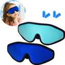 2 Pieces 3D Sleep Mask for Kids Memory Foam Contoured Eye Mask, Travel Sleep Eye Cover with Adjustable Strap, 3D Blindfolds(Blue and Green)