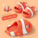 Jerzmy Clown Fish Cute Slides for Kids Toddler, Cushioned Boys Girls Sandals, Funny Animal Comfy House Slippers Non Slip Beach Shower Shoes for Indoor Outdoor Pool Garden (Orange)