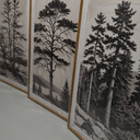 LHIUEM Large Vintage Sketch Tree Framed Wall Art Set,Antique Black and White Wall Decor,Nature Botanical Lake Artwork,Modern Wilderness Forest Art Prints for Living Room,Bedroom- 24"x36"x3