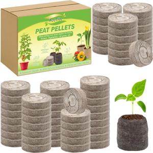 ZeeDix 50pcs 50mm Peat Pellets, Compressed Seed Starter Soil Peat Plugs Peat Pods Seed Starter Potting Soil Peat Moss Pellets Seed Pods for Planting Flowers Herbs and Vegetables