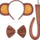 Monkey Ears Headband & Tail Set  Perfect Costume Accessory Ideal for Halloween, Christmas, Carnival