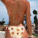 BIKINX Sexy Bikini Sets for Women Seashell Halter Tie Back Two Piece Swimsuit Color Block Triangle Bathing Suit, Orange Medium