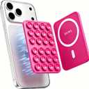 4 x Magnetic Suction Cup Phone Mount for iPhone 12-17 Series, Hot Pink | Magsafe Compatible | Removable Hands-Free Selfie & Video & Makeup & Vlogs | TikTok Creator/Influencer Content Accessory