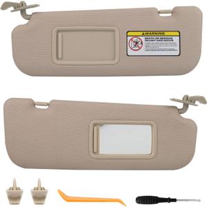 Pair Sun Visor Compatible with 2011-2016 Hyundai Elantra (Not for GT Models), Driver & Passenger Side Sunvisor Replacement Kit with Clips & Screws, Replaces OEM 85210-3X040-TX (Color Beige)