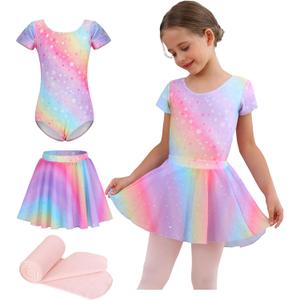 Mecceos Ballet Leotards Skirt and Tights Combo for Girls Toddler Dance Classical Gymnastics Leotard Dresses Tutu