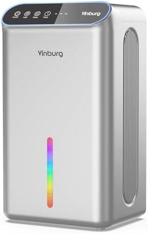 Dehumidifiers for Home (85 OZ Water Tank, 800 sq.ft) Quiet Small Dehumidifier for Basement Bedroom Bathroom with Drain Hose, 3 Gear Timer, Sleep Mode, Auto Shut Off, 7 Color Ambient Light