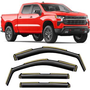 in-Channel Window Rain Guards Fit for Chevy Silverado 1500 & GMC Sierra 1500 Crew Cab 2019-2026 Extra Durable Window Deflectors Window Vent Visors Truck Vent Shades Exterior Car Accessories