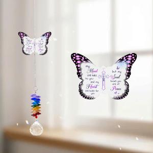 Memorial Suncatcher Ornament - Sympathy Gift for Loss of Loved One - Butterfly Crystal Rainbow Maker - Hanging Crystal Decor - Loss of Mom Dad Friend Pet - Xmas Mother's Day