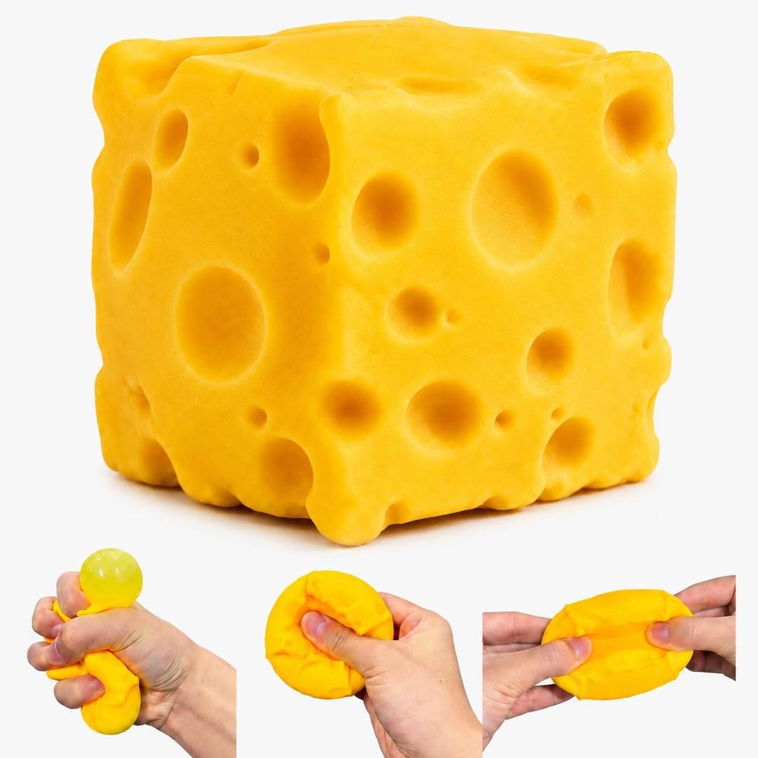 Cheese Squishy Toy, 1 Pack Soft Cheese-Shaped Squeeze Toy for Stress Relief, Big Cheese Squishy, Sensory Fidget Desk Toy for Office, Novelty Gifts for Adults - Yellow 1 Pack