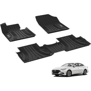3W Floor Mats Fit Hyundai Sonata 2020-2024/Kia K5 2021-2024(Only for FWD Models), All Weather TPE Custom Fit Floor Liner for 1st and 2nd Rows Full Set Car Liners Black