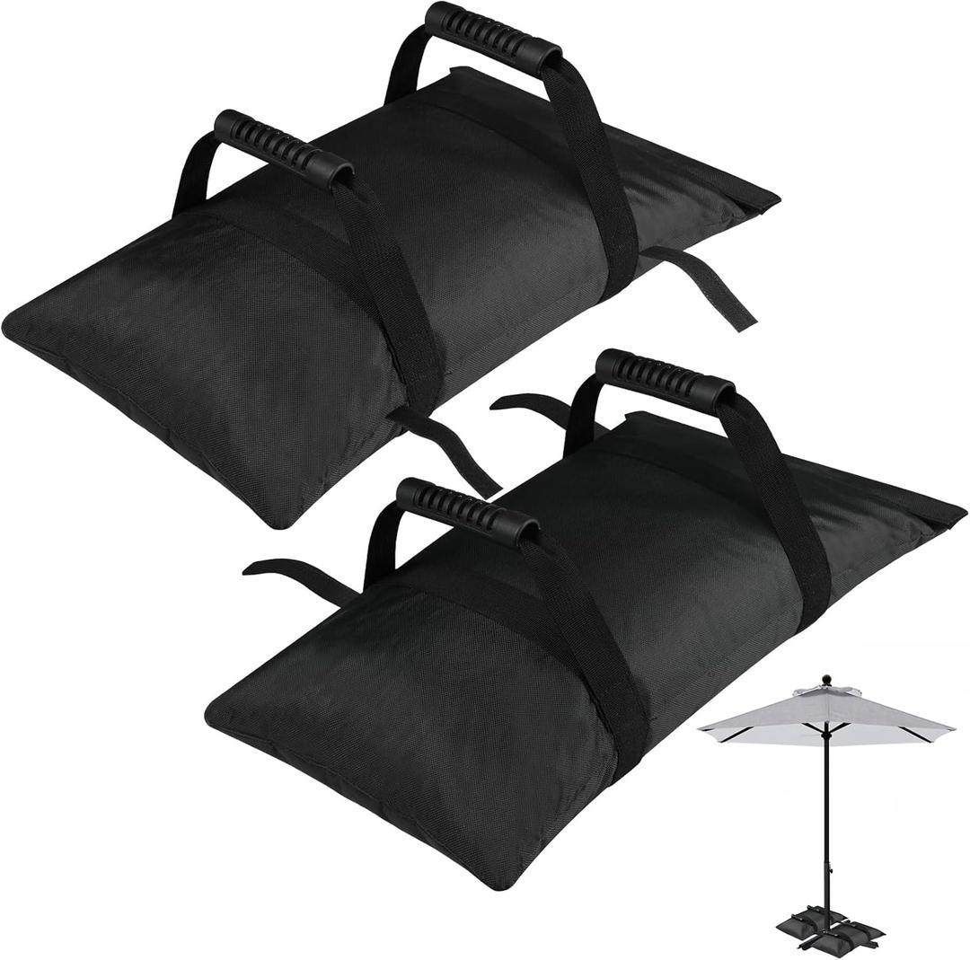 90LBS Extra Large Umbrella Base Weight Set of 2, Patio Fillable Sand Bags for Weight, Heavy-Duty Furniture Outdoor Weights for Umbrella Stand Patio Garden Backyard, Black(Without Sand)