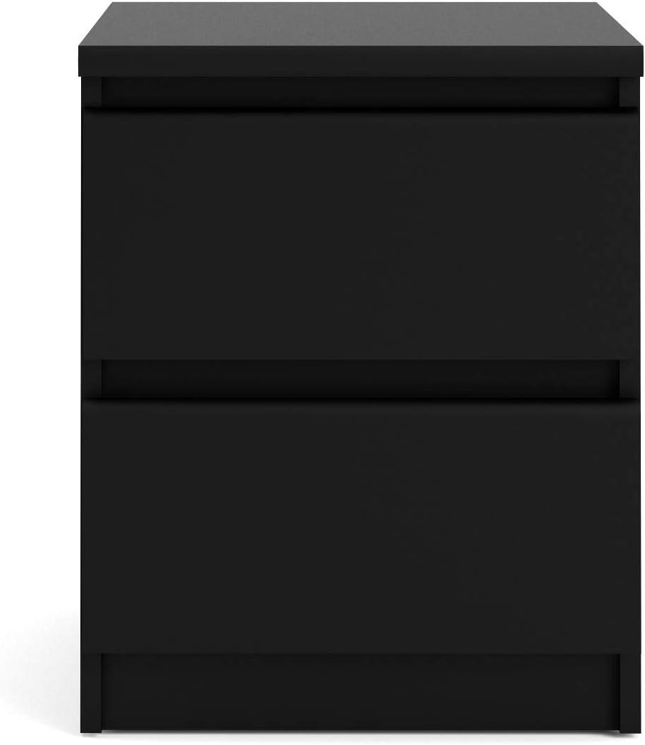Tvilum, 2 Drawer Nightstand for Bedroom, Handle-free Drawers, Contemporary, Black