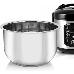 Linkidea Rice Cooker Inner Pot Replacement, 304 Stainless Steel Pressure Cooker Pot, Dishwasher Safe Cooker Replacement Inner Bowl Compatible with AROMA-ARC-954SBD 4 Cups Cooker (Silver)