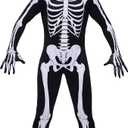 Spooktacular Creations Halloween Skeleton Costume, Unisex Skeleton Costume Jumpsuit for Adult Halloween Themed Parties Adult Size XL with Mask