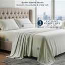 100% Egyptian Cotton Queen Bed Sheet Set – 4 Piece Queen Sheets Set, Breathable & Fade Resistant, Silky Sateen Weave for Winter Comfort, Ultra-Soft Hotel Luxury Bedding with 15" Deep Pocket - Mineral