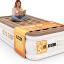 Air Mattress Twin XL (Extra Long) with Built-in Pump – 18" Raised Inflatable Bed with High Speed Built-in Pump, colchón inflable, Carry Bag, Cozy Guest Air Bed for Sleepovers, Glamping, Moving, Camel Beige - Coil-beam, Twin XL