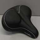 Oversized Bike Seat, Wide Bicycle Seat for Women Men Comfort, Universal Waterproof Bike Saddle Replacement with Safety Reflective Strip for Peloton, Exercise Bikes, Cruiser, City Bikes (Black/White)