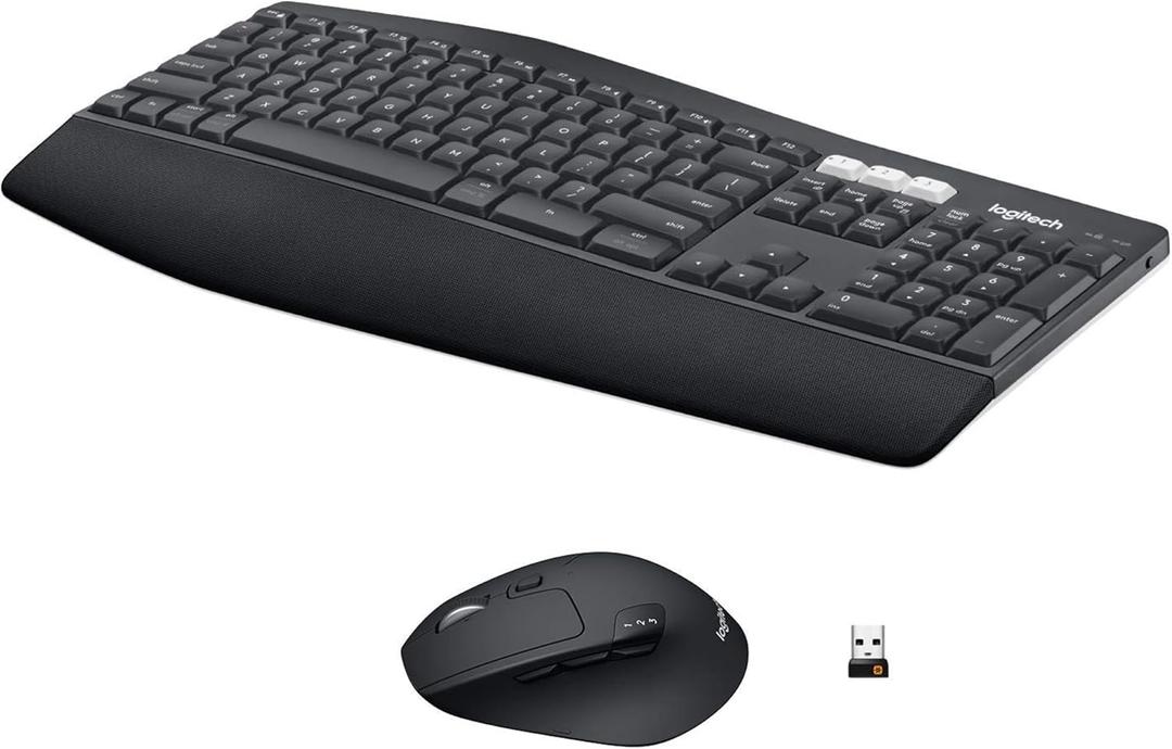 Logitech MK850 Performance Wireless Keyboard and Mouse Combo for Windows, macOS & ChromeOS, Bluetooth & 2.4 GHz USB Receiver, Full-Size Ergonomic Keyboard, Multi-Device, Cushioned Palm Rest  Graphite