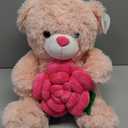BEJOY Teddy Bear Stuffed Animals Plush Bear Holding Rose Soft Plush Toy Gifts 16 inches Pink