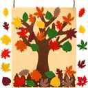 Fall Tree of Thanks Craft Kit Felt Fall Decorations Fall Tree Board with 60 Pieces Autumn Leaf Maple Leaves Ornaments Autumn Bulletin Board for DIY Craft Thanksgiving Decorations