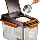 Supowin 304 Stainless Steel Rice Storage Container 22 Lbs with Lid, 10 L