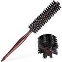 PERFEHAIR Small Round Hair Brush for Thin or Short Hair, Mini Round Boar Bristle Beard Brush for Men & Women