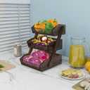 Dorhors Fruit Basket for Kitchen,Fruit Bowl,Kitchen Counter Organizer,Wooden Vegetable Holder for Countertop,Bread Storage Basket Stand(3 Tier)