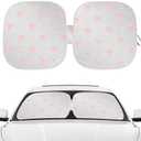 Pink Bow Car Windshield Sun Shade, Foldable UV Protection Window Sunshade with Silver Edging & Storage Pouch, Auto Interior Accessories for Sedan, SUV & Hatchback