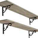 DINZI LVJ Long Wall Shelves, 47.3 Inch Large Floating Shelves Set of 2, Wide Display Shelf Wall Mounted with Brackets, Easy Hanging for Living Room, Toilet, Office, Bedroom, Gray Wash