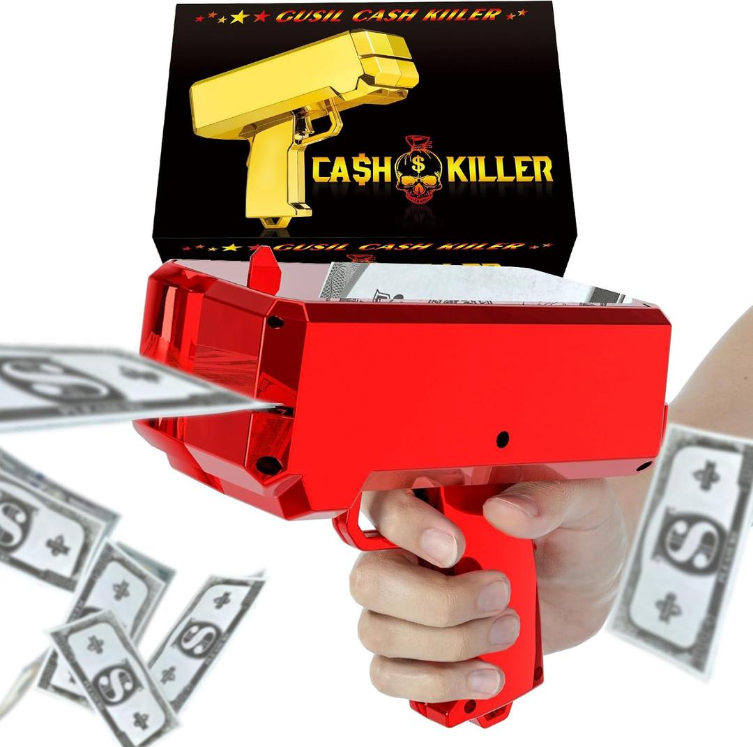 Gusil Money Gun Shooter Cash Cannon Bills Gun Make It Rain Toy Gun,Handheld Spary Cash Gun for Game Movies Party Supplies