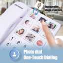 Big Button Phone for Seniors, Corded Landline Telephone with Handsfree Function and 9 Groups of Memory, One-Touch Dialling,Suitable People with Vision Disorders/Hearing Damage (EX-LD-858HF)