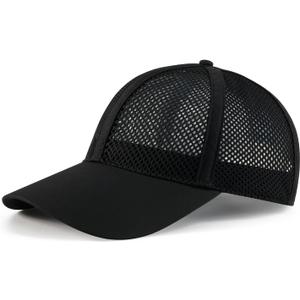 VOBOOM Breathable Full Mesh Baseball Cap for Men, Women, Lightweight Trucker Hats Outdoor Sports Wear (Black)