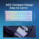 SEUNKWANG F61 60% Gaming Keyboard Wired, RGB Backlit Membrane Keyboard with PBT Keycaps, Compact Design, Lanyard Wired Keyboard for Mac/Win (White, Wired)